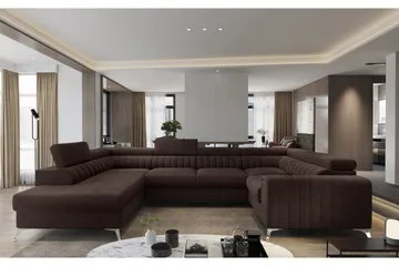 Kotori Hörnbäddsoffa m. Schäslong - Brun - Möbler - Soffa - Bäddsoffa - Hörnbäddsoffa