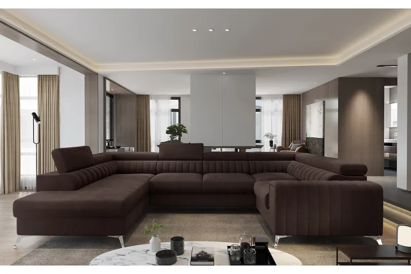 Kotori Hörnbäddsoffa m. Schäslong - Brun - Möbler - Soffa - Bäddsoffa - Hörnbäddsoffa