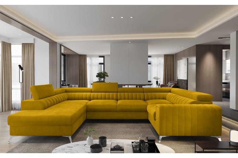 Kotori Hörnbäddsoffa m. Schäslong, Gul