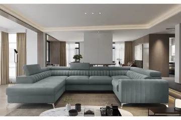 Kotori Hörnbäddsoffa m. Schäslong - Ljusblå - Möbler - Soffa - Bäddsoffa - Hörnbäddsoffa