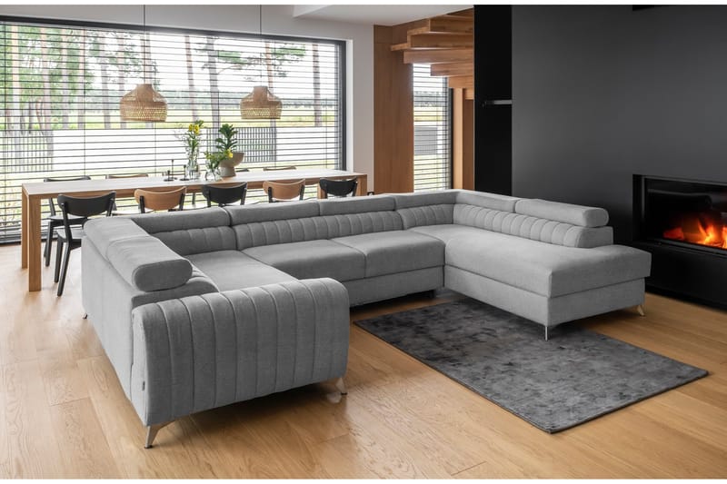 Kotori Hörnbäddsoffa m. Schäslong, Ljusgrå