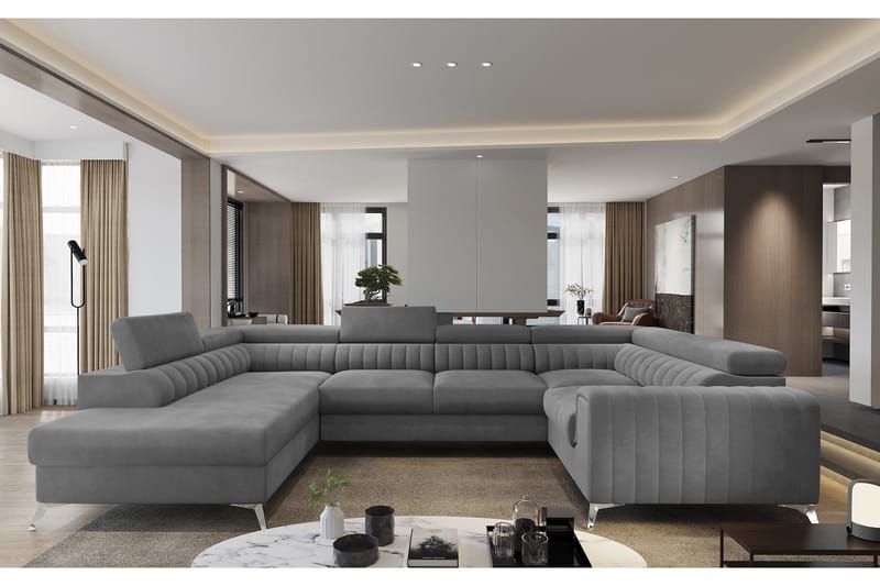 Kotori Hörnbäddsoffa m. Schäslong, Ljusgrå