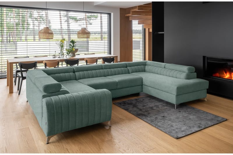 Kotori Hörnbäddsoffa m. Schäslong - Ljusgrön - Möbler - Soffa - Bäddsoffa - Hörnbäddsoffa