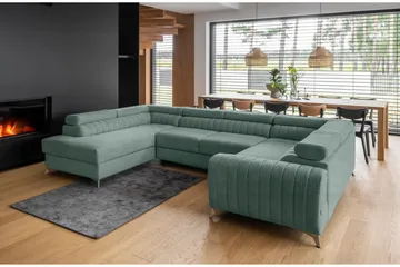 Kotori Hörnbäddsoffa m. Schäslong - Ljusgrön - Möbler - Soffa - Bäddsoffa - Hörnbäddsoffa