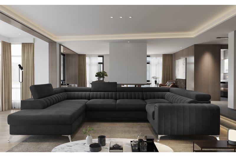 Kotori Hörnbäddsoffa m. Schäslong, Mörkgrå