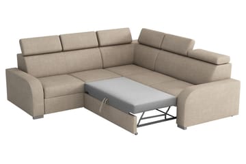 Lavona 4-sits L-formad Bäddsoffa 130x190 cm Bäddbar med Förvaring i Tyg - Grå - Möbler - Soffa - Bäddsoffa - Hörnbäddsoffa