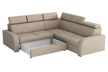 Lavona 4-sits L-formad Bäddsoffa 130x190 cm Bäddbar med Förvaring i Tyg - Grå - Möbler - Soffa - Bäddsoffa - Hörnbäddsoffa