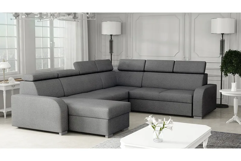 Lavona Bäddhörnsoffa Large - Grå - Möbler - Soffa - Bäddsoffa - Hörnbäddsoffa