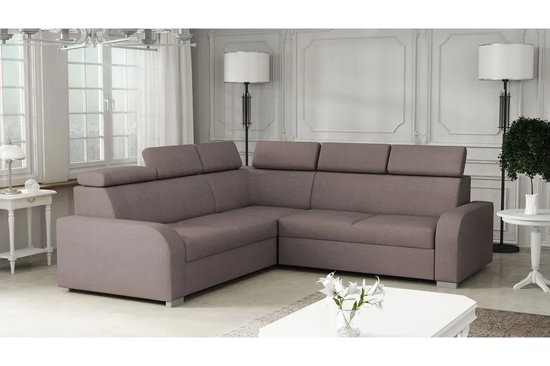 Lavona Bäddhörnsoffa Vändbar LED-belysning - Brun - Möbler - Soffa - Bäddsoffa - Hörnbäddsoffa