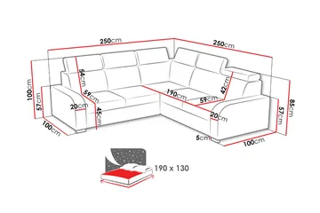 Lavona Bäddhörnsoffa Vändbar LED-belysning - Brun - Möbler - Soffa - Bäddsoffa - Hörnbäddsoffa