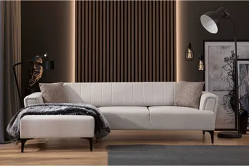 Lilesville Bäddsoffa med divan - Beige - Möbler - Soffa - Bäddsoffa - Hörnbäddsoffa