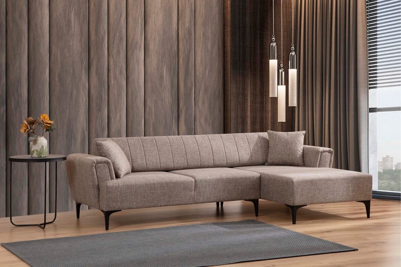 Lilesville Bäddsoffa med divan - Ljusbrun - Möbler - Soffa - Bäddsoffa - Hörnbäddsoffa