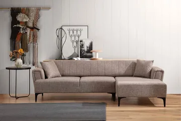 Lilesville Bäddsoffa med divan - Ljusbrun - Möbler - Soffa - Bäddsoffa - Hörnbäddsoffa