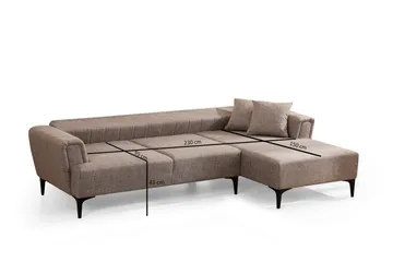 Lilesville Bäddsoffa med divan - Ljusbrun - Möbler - Soffa - Bäddsoffa - Hörnbäddsoffa
