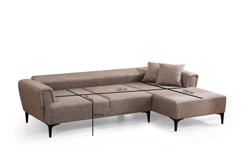 Lilesville Bäddsoffa med divan - Ljusbrun - Möbler - Soffa - Bäddsoffa - Hörnbäddsoffa