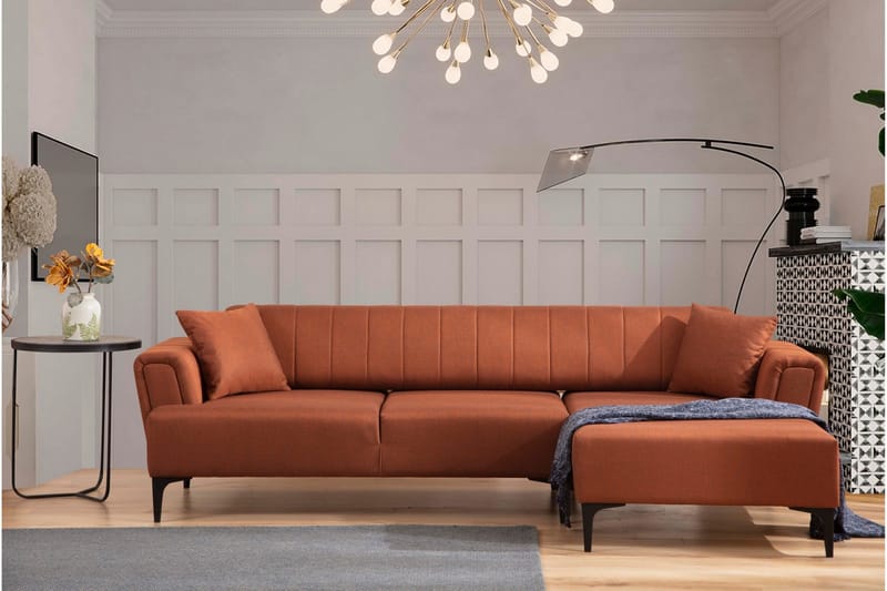 Lilesville Bäddsoffa med divan - Röd - Möbler - Soffa - Bäddsoffa - Hörnbäddsoffa