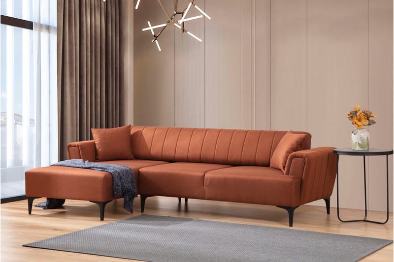 Lilesville Bäddsoffa med divan - Röd - Möbler - Soffa - Bäddsoffa - Hörnbäddsoffa