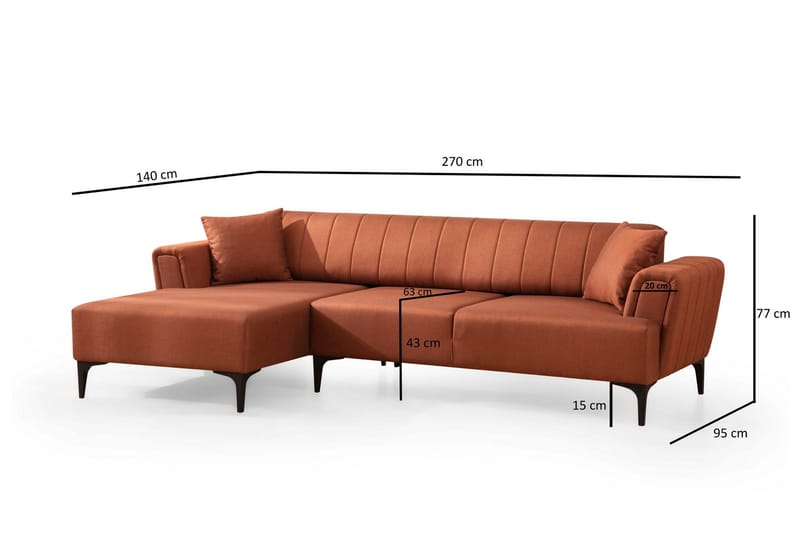 Lilesville Bäddsoffa med divan - Röd - Möbler - Soffa - Bäddsoffa - Hörnbäddsoffa