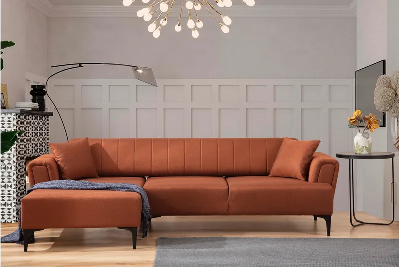 Lilesville Bäddsoffa med divan - Röd - Möbler - Soffa - Bäddsoffa - Hörnbäddsoffa
