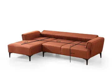 Lilesville Bäddsoffa med divan - Röd - Möbler - Soffa - Bäddsoffa - Hörnbäddsoffa