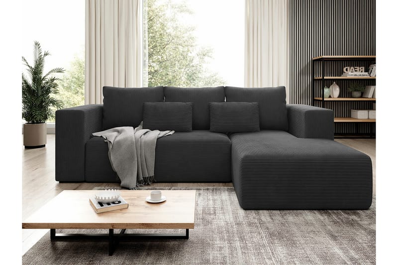 Listowel 3-sits Höger Hörnbäddsoffa 121x205 cm med Förvaring i Manchester - Antracit - Möbler - Soffa - Bäddsoffa - Bäddsoffa divan