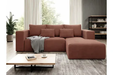 Listowel 3-sits Höger Hörnbäddsoffa 121x205 cm med Förvaring i Manchester - Terrakotta - Möbler - Soffa - Bäddsoffa - Bäddsoffa divan