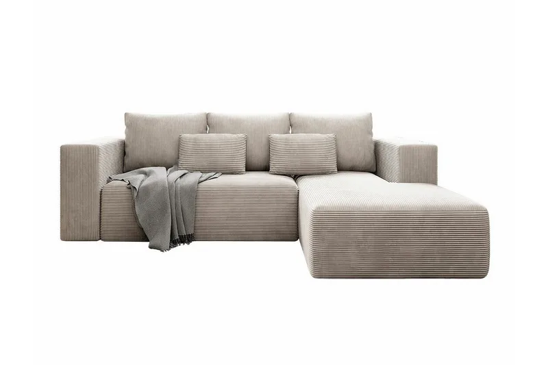 Listowel 3-sits Högervänd Hörnbäddsoffa med Divan och Schäslong i Tyg, Beige