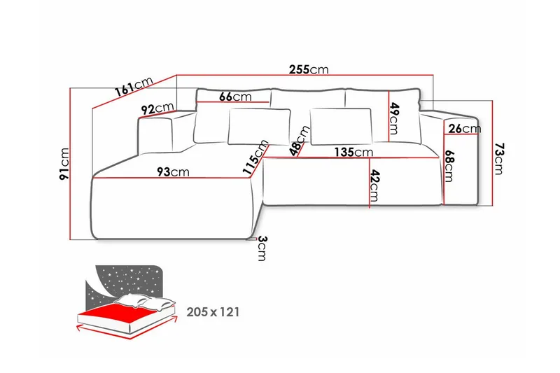 Listowel 3-sits Hörnbäddsoffa beige - Möbler - Soffa - Bäddsoffa - Bäddsoffa divan
