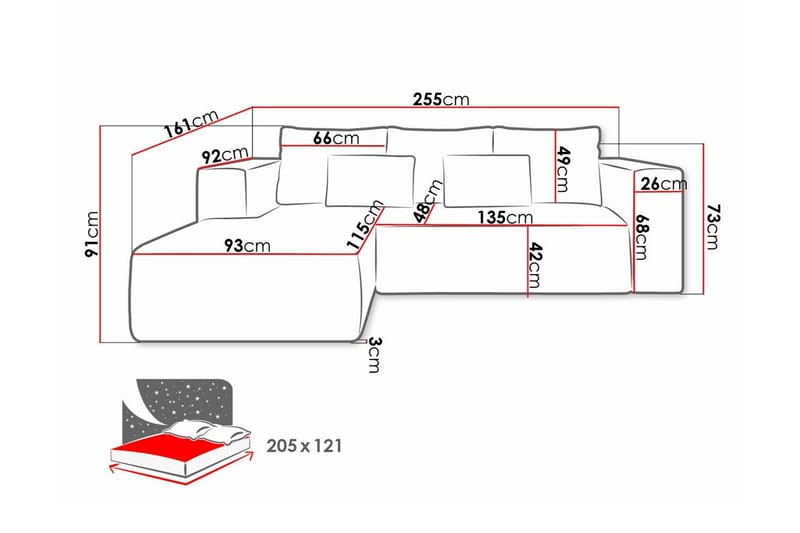 Listowel 3-sits Hörnbäddsoffa beige - Möbler - Soffa - Bäddsoffa - Bäddsoffa divan