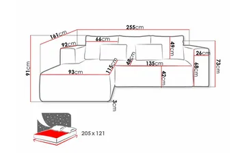 Listowel 3-sits Hörnbäddsoffa beige - Möbler - Soffa - Bäddsoffa - Bäddsoffa divan