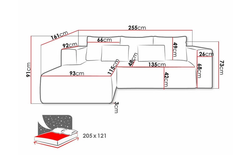 Listowel 3-sits Hörnbäddsoffa beige - Möbler - Soffa - Bäddsoffa - Bäddsoffa divan