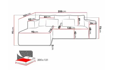 Listowel 3-sits Hörnbäddsoffa Beige/Light beige - Möbler - Soffa - Bäddsoffa - Bäddsoffa divan