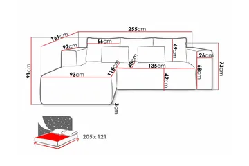 Listowel 3-sits Hörnbäddsoffa Beige/Light beige - Möbler - Soffa - Bäddsoffa - Bäddsoffa divan