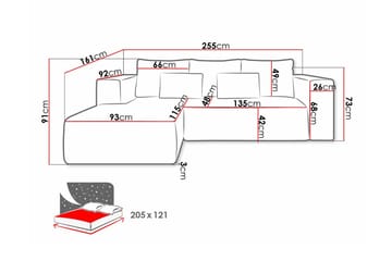 Listowel 3-sits Hörnbäddsoffa Beige/Light beige - Möbler - Soffa - Bäddsoffa - Bäddsoffa divan