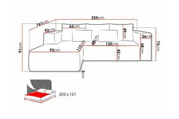 Listowel 3-sits Hörnbäddsoffa Black - Möbler - Soffa - Bäddsoffa - Bäddsoffa divan