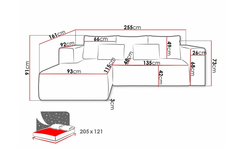 Listowel 3-sits Hörnbäddsoffa Brown - Möbler - Soffa - Bäddsoffa - Bäddsoffa divan