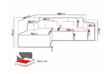 Listowel 3-sits Hörnbäddsoffa Dark blue - Möbler - Soffa - Bäddsoffa - Hörnbäddsoffa
