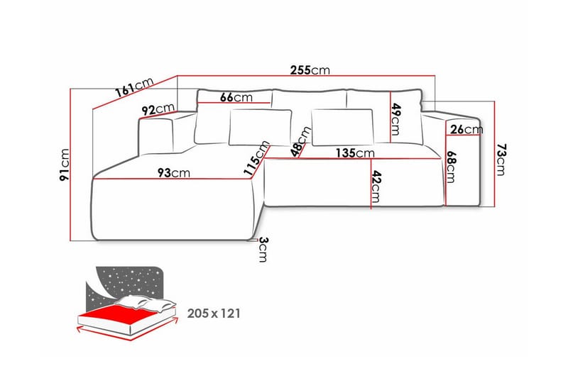 Listowel 3-sits Hörnbäddsoffa Dark blue - Möbler - Soffa - Bäddsoffa - Hörnbäddsoffa