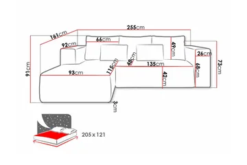 Listowel 3-sits Hörnbäddsoffa Dark blue - Möbler - Soffa - Bäddsoffa - Hörnbäddsoffa