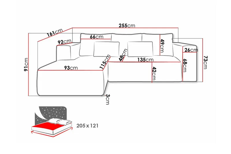 Listowel 3-sits Hörnbäddsoffa Dark blue - Möbler - Soffa - Bäddsoffa - Hörnbäddsoffa