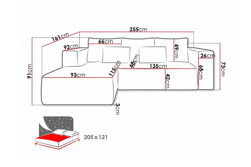 Listowel 3-sits Hörnbäddsoffa Dark yellow - Möbler - Soffa - Bäddsoffa - Bäddsoffa divan