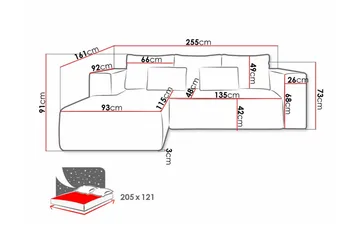 Listowel 3-sits Hörnbäddsoffa Dark yellow - Möbler - Soffa - Bäddsoffa - Bäddsoffa divan