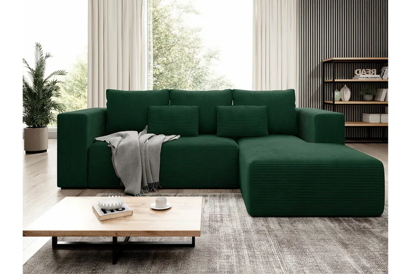 Listowel 3-sits Hörnbäddsoffa Green - Möbler - Soffa - Bäddsoffa - Bäddsoffa divan