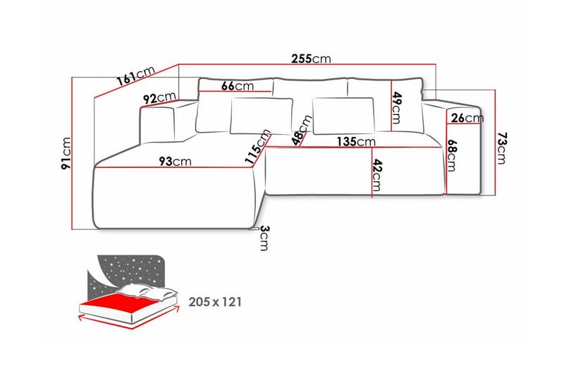 Listowel 3-sits Hörnbäddsoffa Green - Möbler - Soffa - Bäddsoffa - Bäddsoffa divan