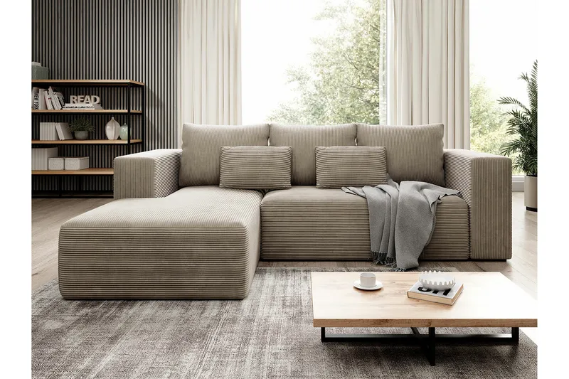 Listowel 3-sits Hörnbäddsoffa NO_BRAND beige - Möbler - Soffa - Bäddsoffa - Bäddsoffa divan