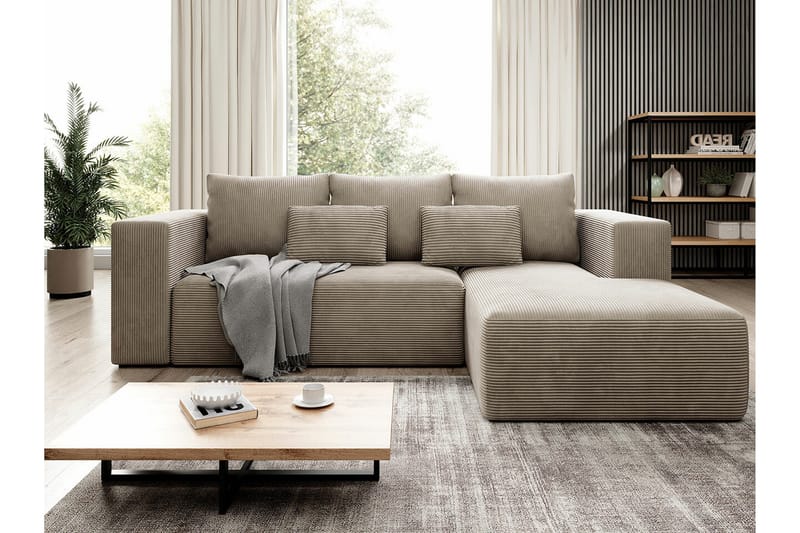 Listowel 3-sits Hörnbäddsoffa NO_BRAND Beige/Light beige - Möbler - Soffa - Bäddsoffa - Bäddsoffa divan