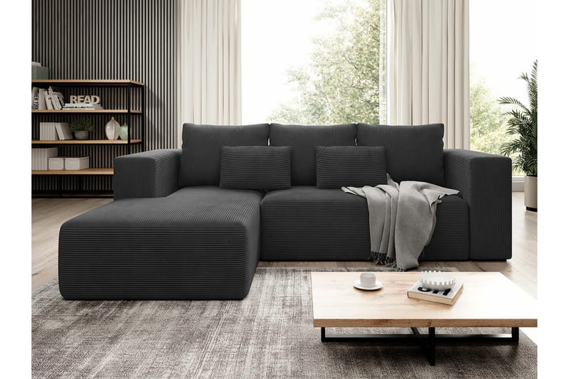 Listowel 3-sits Hörnbäddsoffa NO_BRAND Black - Möbler - Soffa - Bäddsoffa - Bäddsoffa divan