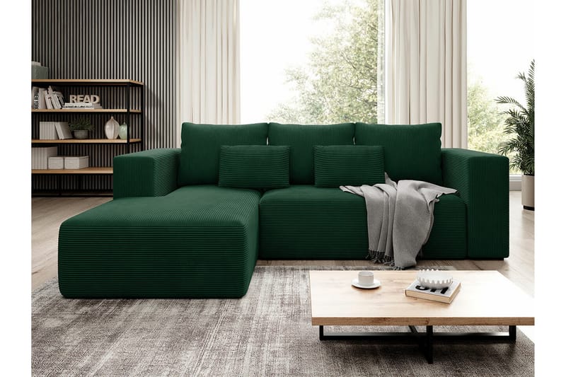 Listowel 3-sits Hörnbäddsoffa NO_BRAND Dark green - Möbler - Soffa - Bäddsoffa - Bäddsoffa divan