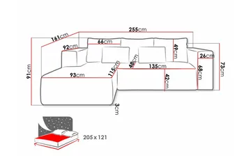 Listowel 3-sits Hörnbäddsoffa Turquoise - Möbler - Soffa - Bäddsoffa - Bäddsoffa divan