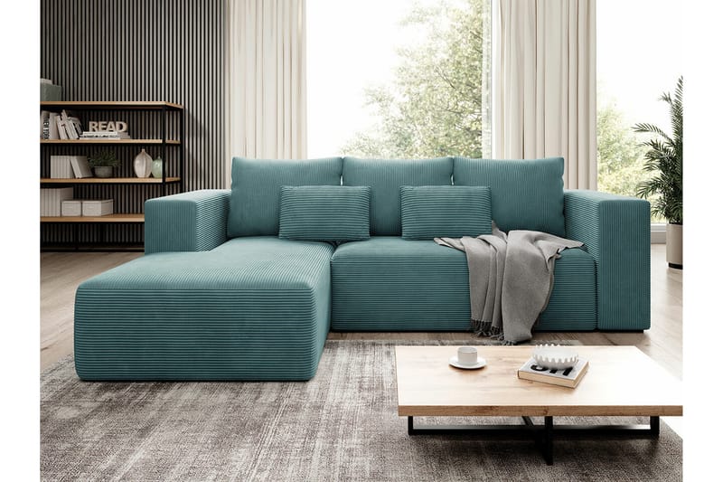 Listowel 3-sits Hörnbäddsoffa Turquoise - Möbler - Soffa - Bäddsoffa - Bäddsoffa divan